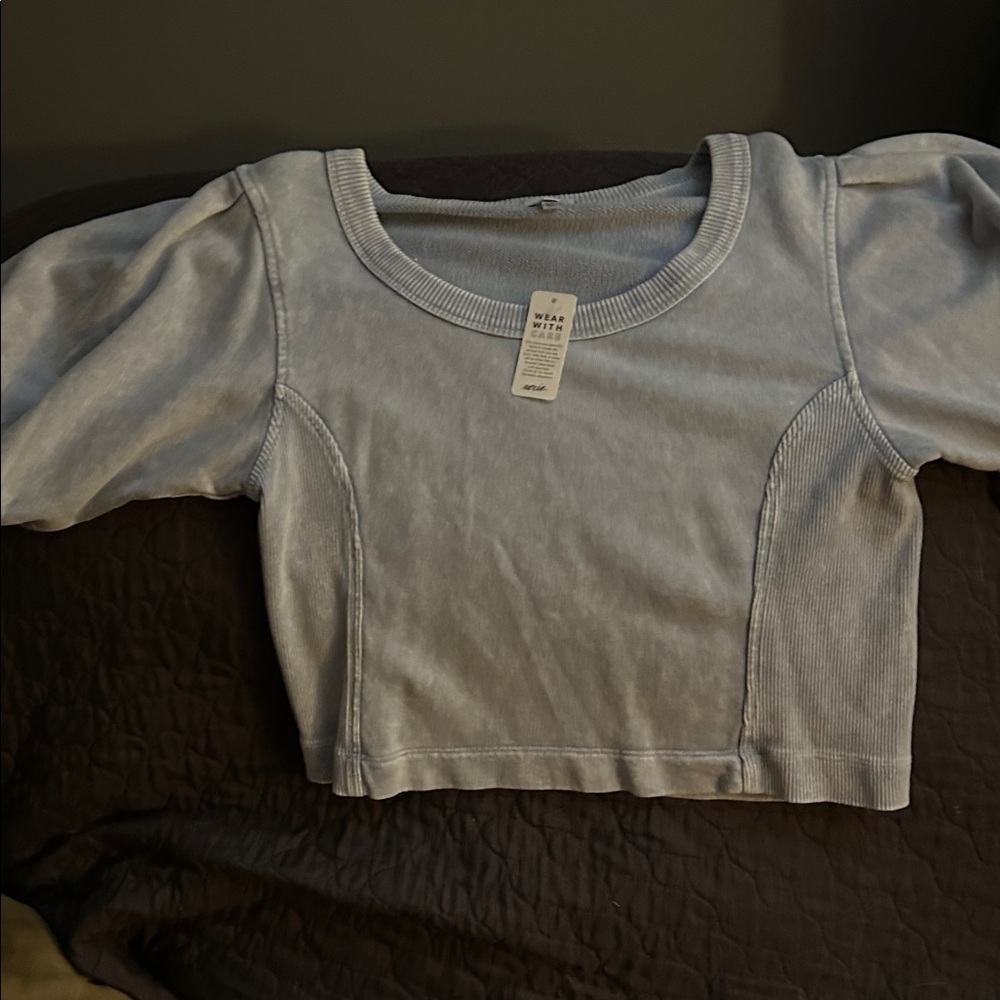 Aerie Light Blue Ribbed Top